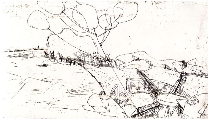 Karussell am Meer, Mondello, Radierung, 1966